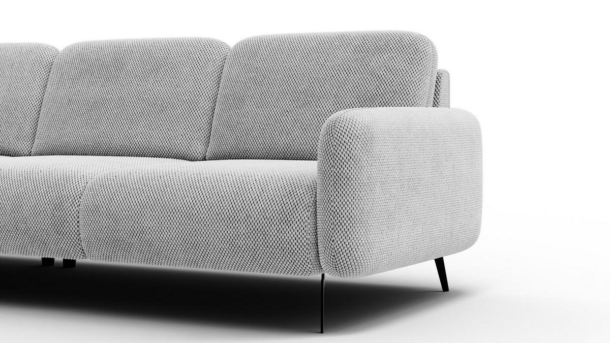 ECKSOFA FEBE 4-Sitzer links, hellgrau - Hellgrau/Schwarz, Holz/Textil (264/157cm) - Courtois Laville