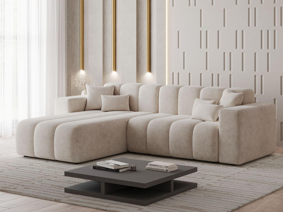 ECKSOFA Nork Beige Links - Beige, Holz/Textil (180/265cm) - Graingold