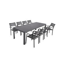 GARTEN-SITZGRUPPE Enno 9-teilig Gartenmöbel-Set - Dunkelgrau, Kunststoff - DELUKE