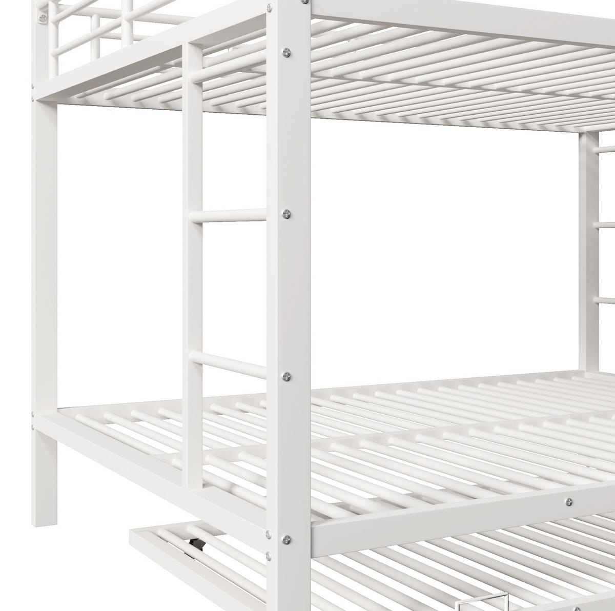 ETAGENBETT 140/200 cm Weiß mit Ausziehbett ohne Matratze - Weiß, Metall (140/200cm) - MIVRAY