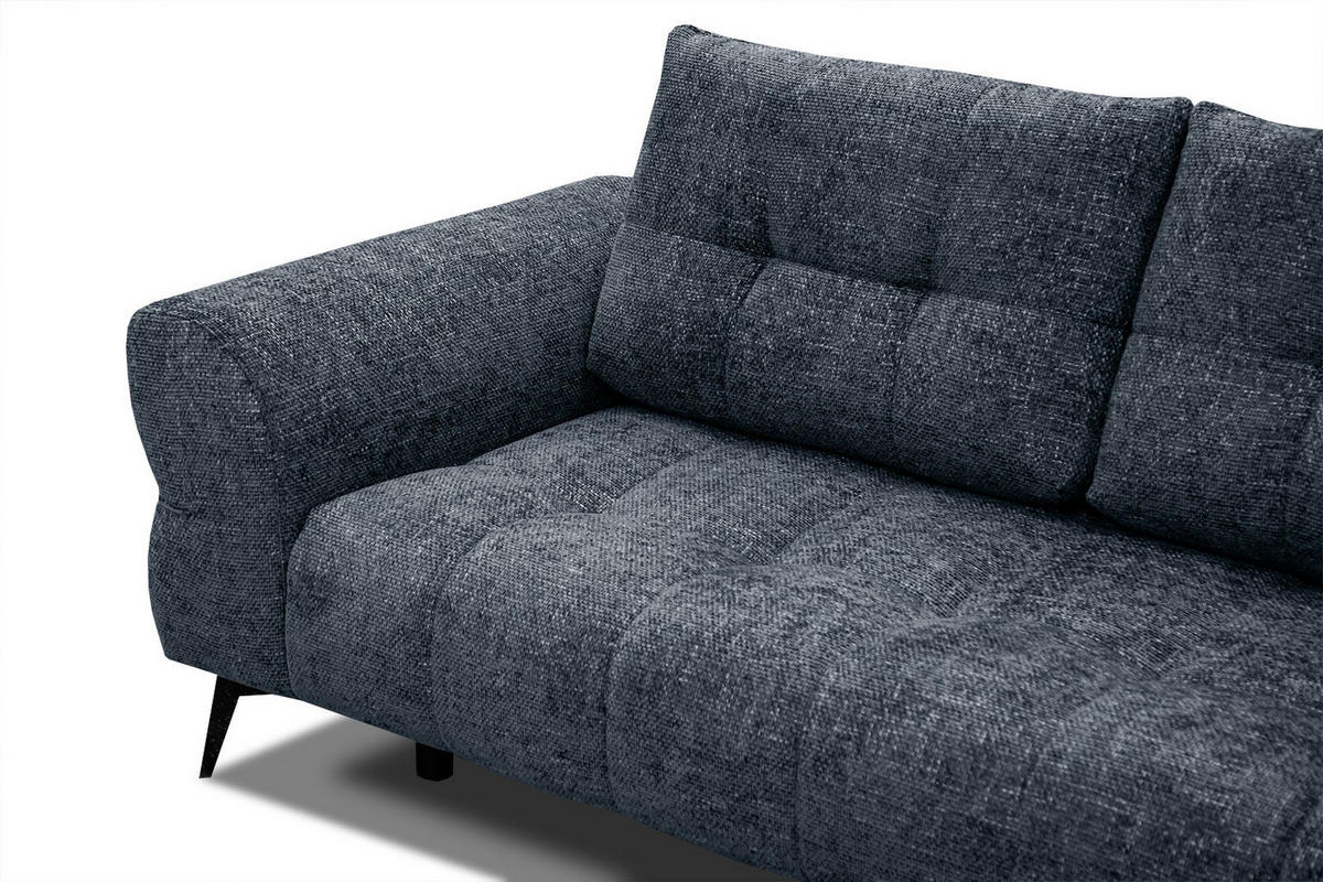 ECKSOFA SALVINI 5-Sitzer, dunkelblau - Schwarz/Dunkelblau, Holzwerkstoff/Textil (292/158cm) - Courtois Laville