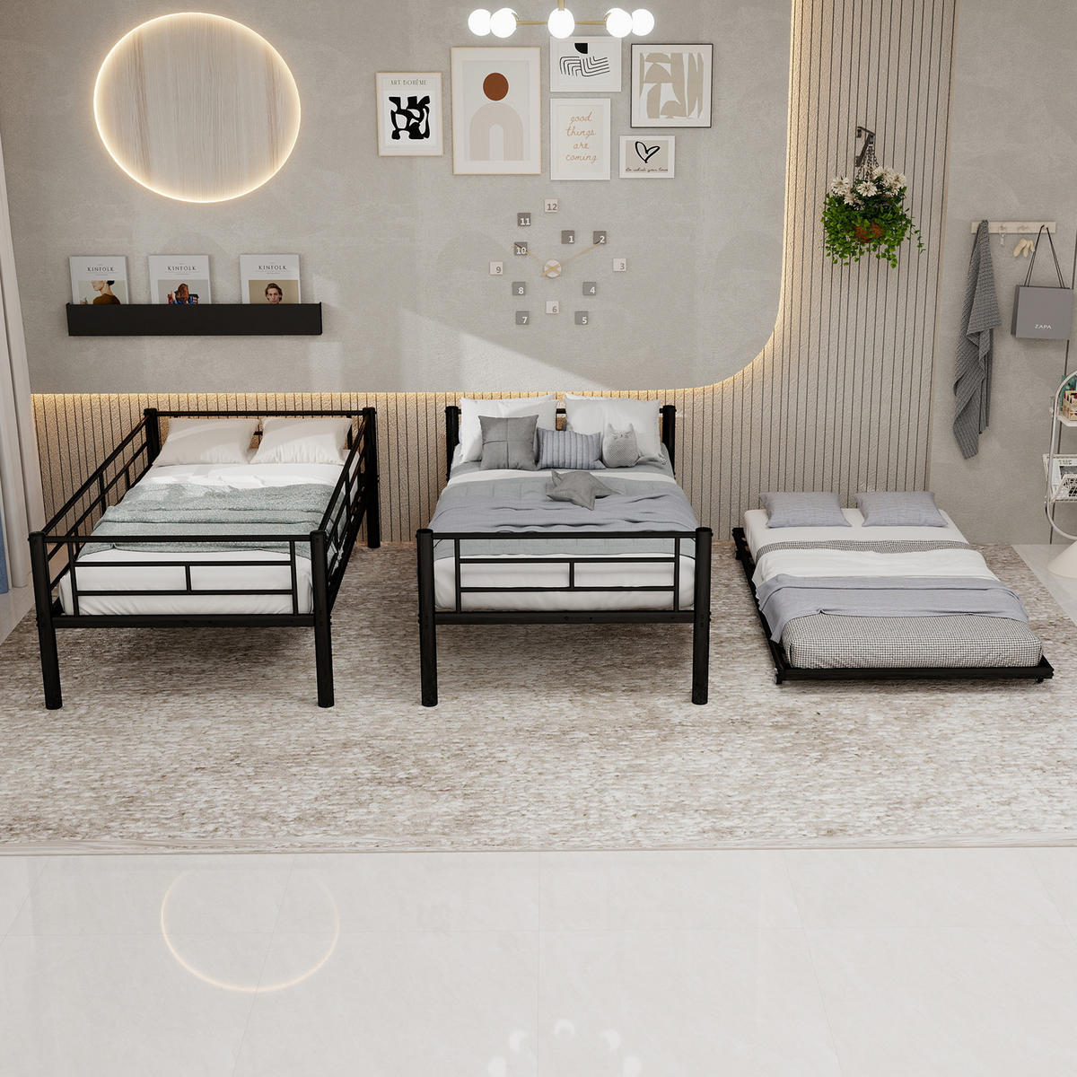 ETAGENBETT Metall stabil geräuscharm Geländer - Schwarz, Metall - LEBENLANG