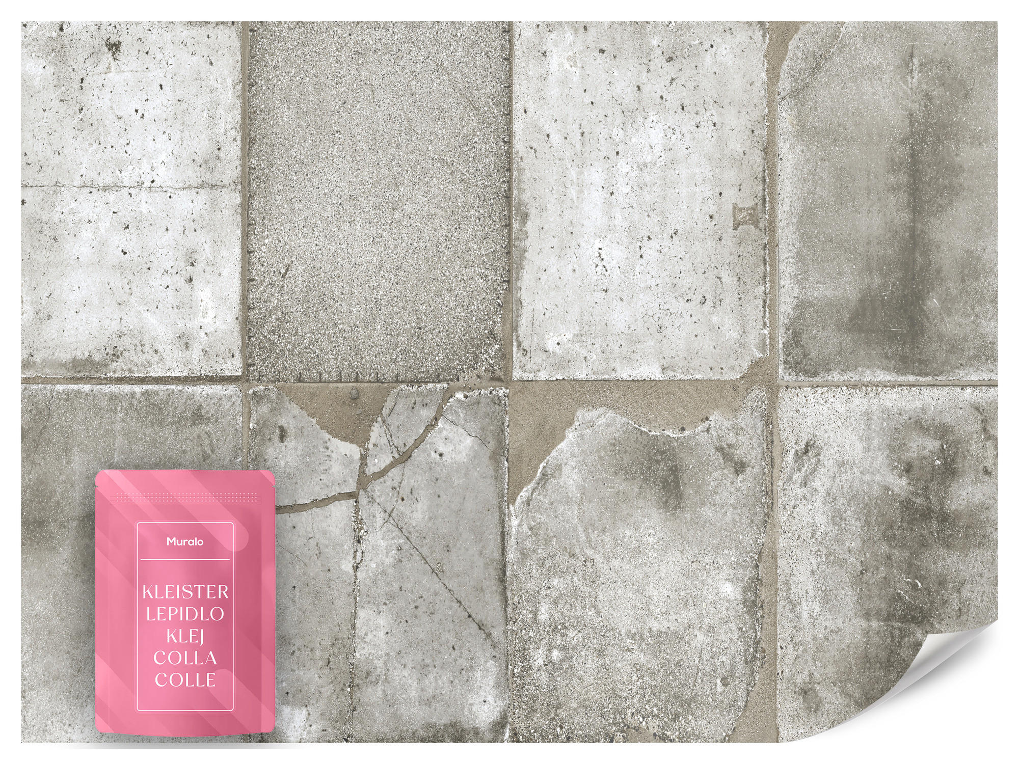 FOTOTAPETE Betonplatten Beton Optik Abstraktion 400x280 - Beige/Grau, Papier (400/280cm) - Muralo