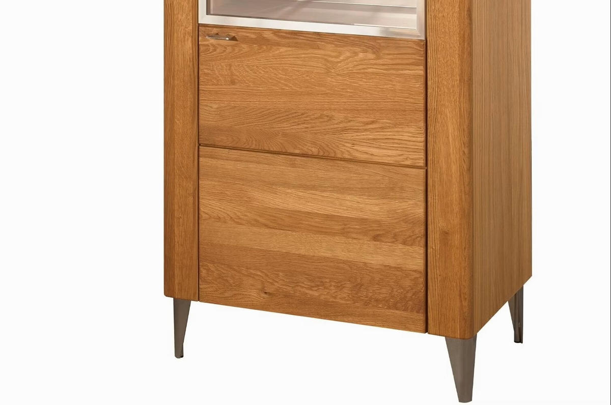 STANDVITRINE Latina Honig Eiche 70 / 42 / 200cm - Honigeiche/Braun, Holz/Metall (70/200/42cm) - Feldmann-Wohnen