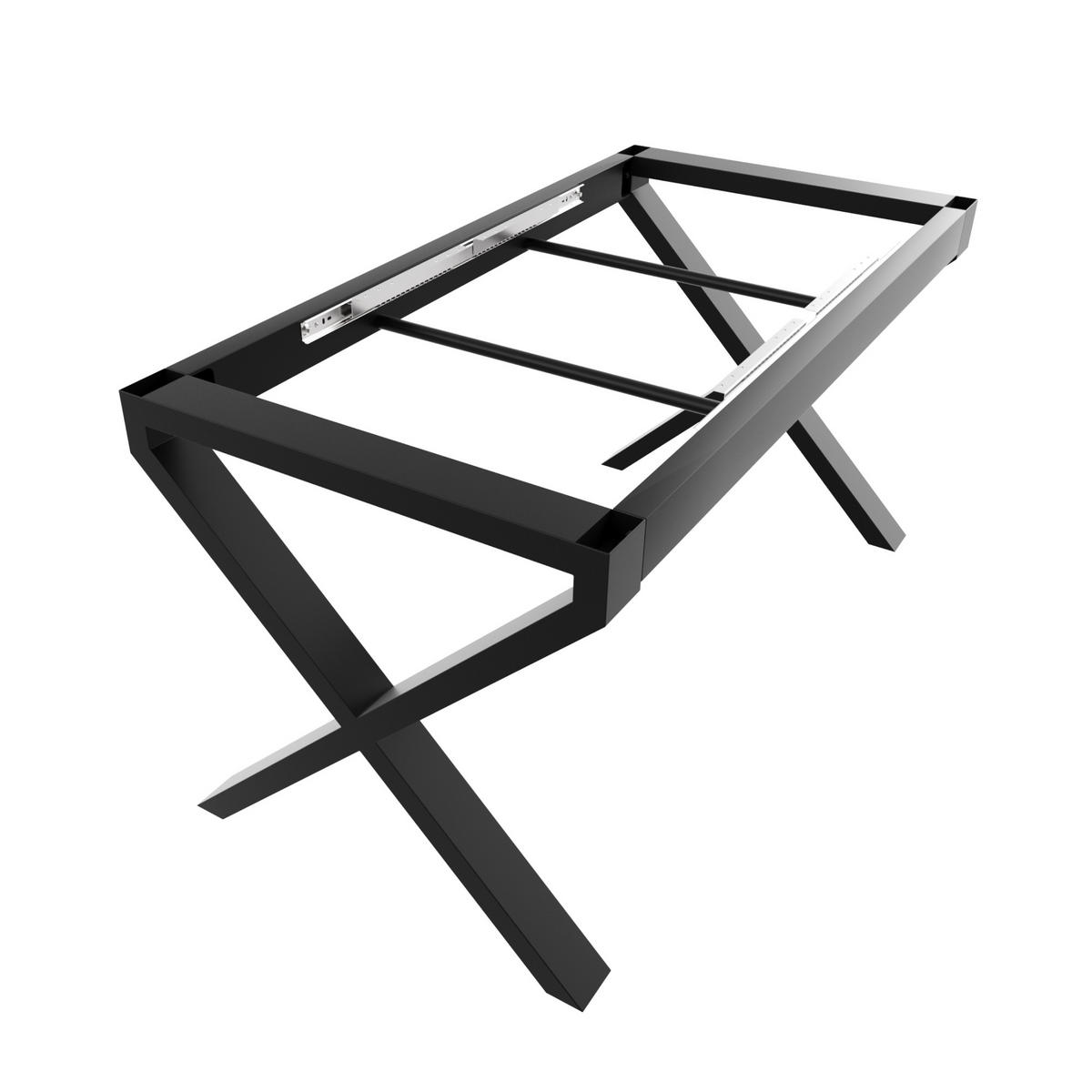 TISCHBEINE Belaga Split Metall Schwarz 72cm Ausziehbarer - Schwarz, Metall (70/72/140cm) - Metalo Pro