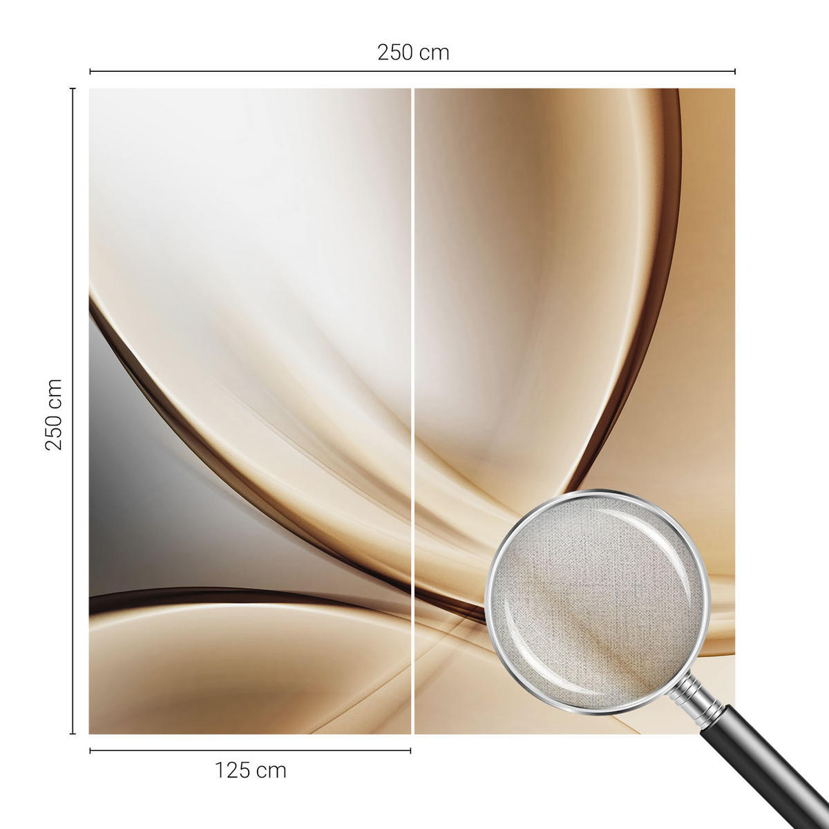 FOTOTAPETE 250x250 cm - Abgerundete Linien - Beige, Textil (250/250cm) - Wallfluent