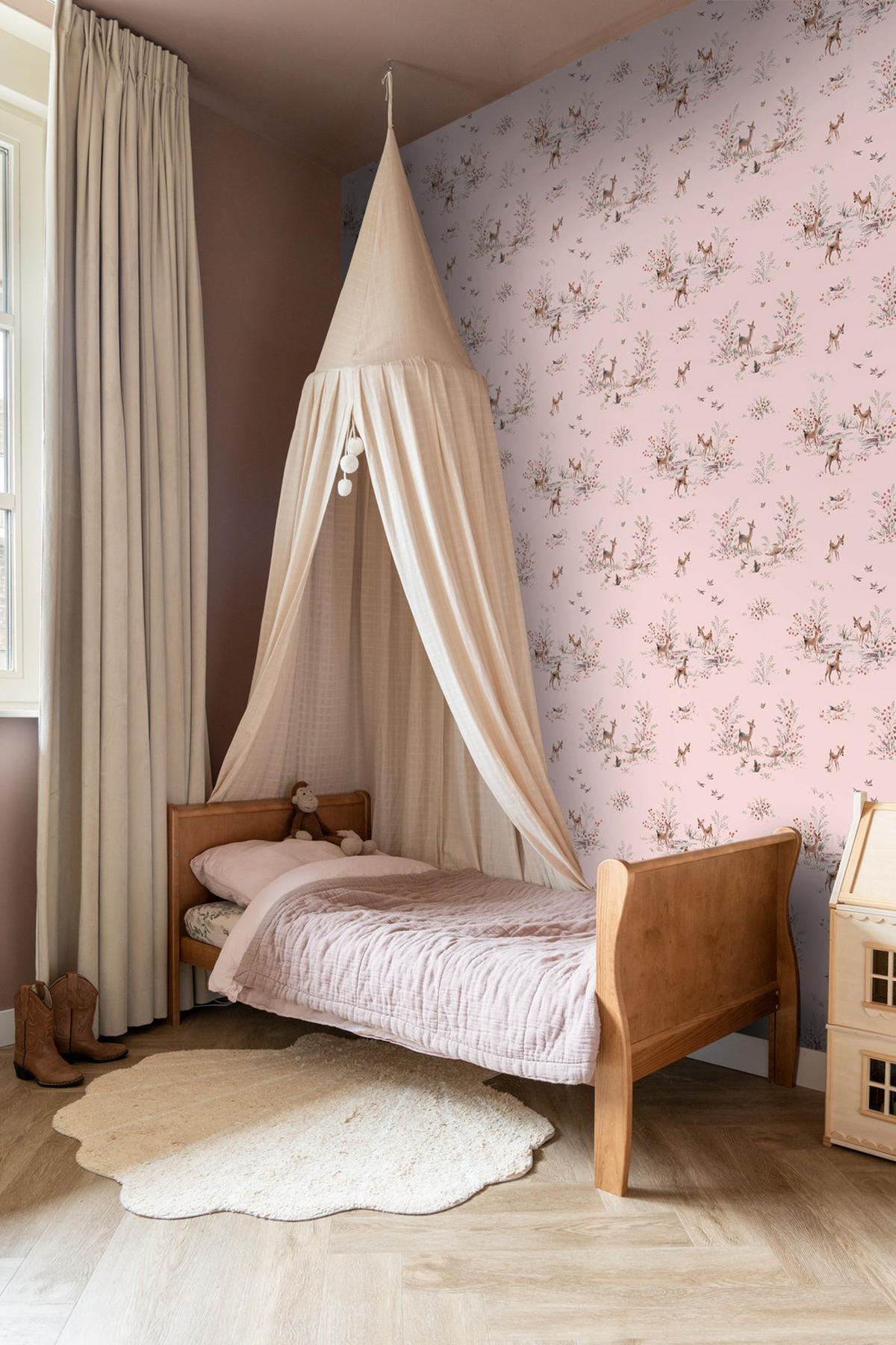 TAPETE Hirsche 50 x 900 cm - Pink, Papier (50/0.1cm) - ESTAhome