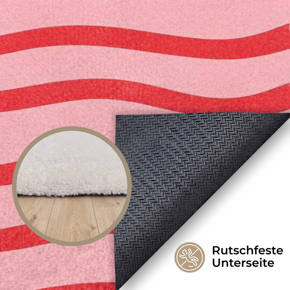 TEPPICH - Verspielt - Muster - Rot - 140x200 cm - Rot, Kunststoff/Textil (140/0.4cm) - OnlyWow