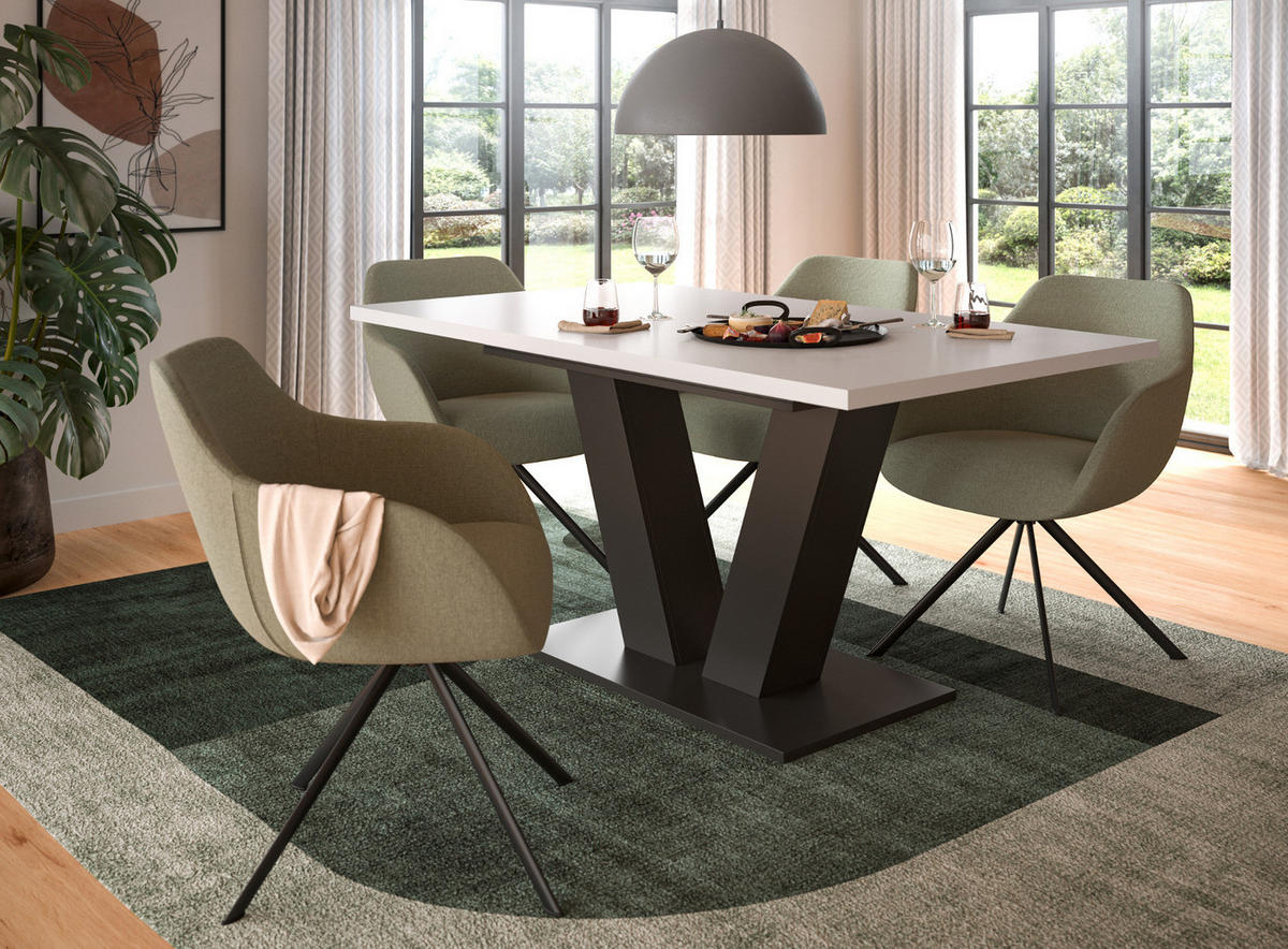 ESSTISCH weiß, grau 150 - 190 cm, Küchentisch ausziehbar - Weiß/Grau, Holz/Holzwerkstoff (150/90/76cm) - Inn.Furn
