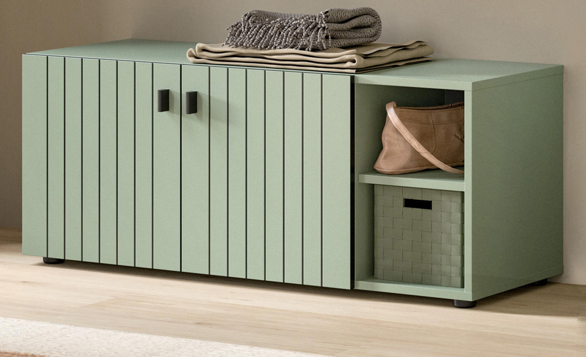 GARDEROBENBANK grün 106 cm, Garderobe Sitzbank mit Stauraum - Schwarz/Grün, Holzwerkstoff/Kunststoff (106/43/37cm) - Inn.Furn
