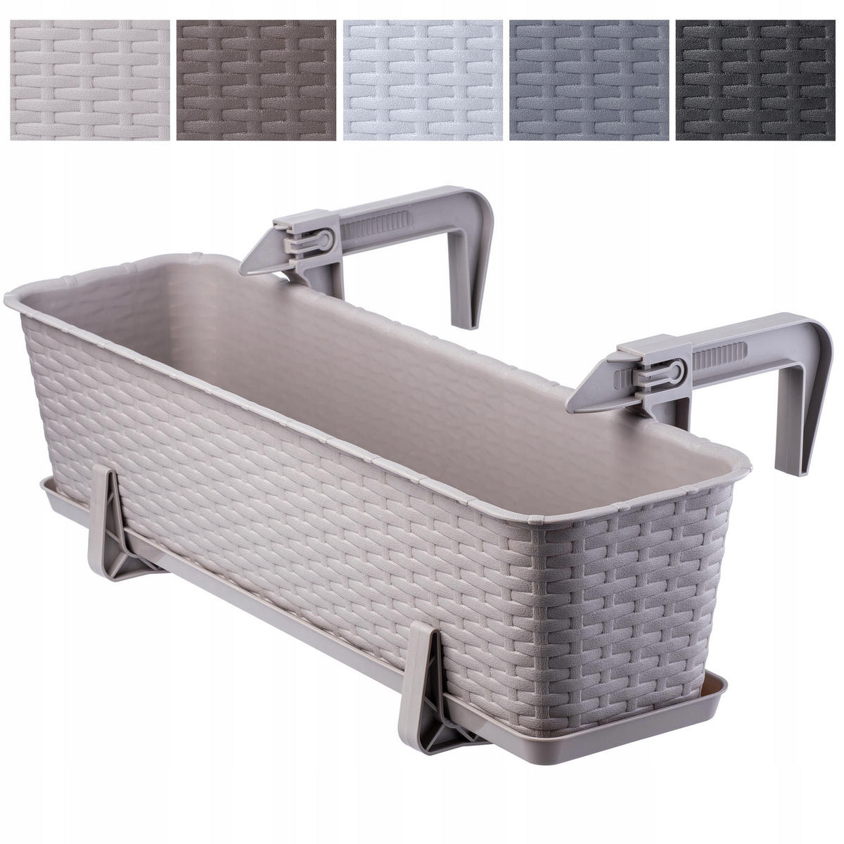 Blumentopf mit Untersetzer und 2 Griffe 60 cm, Beige - Beige, Kunststoff (17/60cm) - KADAX