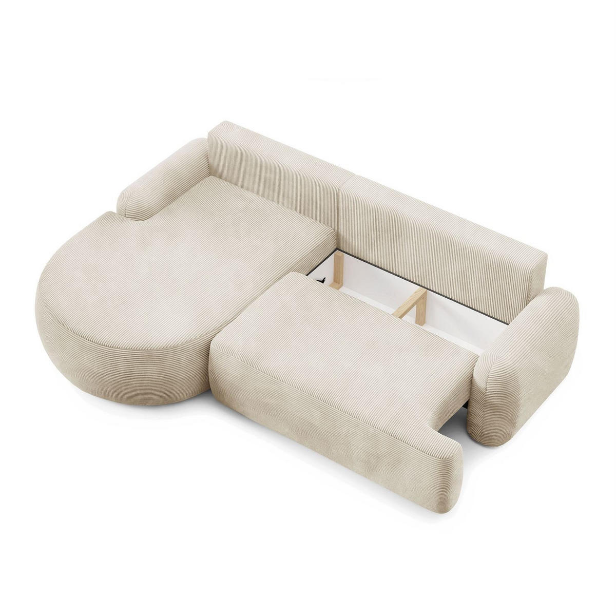 ECKSOFA CLEO II mit Schlaffunktion Version Linke Poso 105 - Creme, Kunststoff (264/172cm) - Lookway