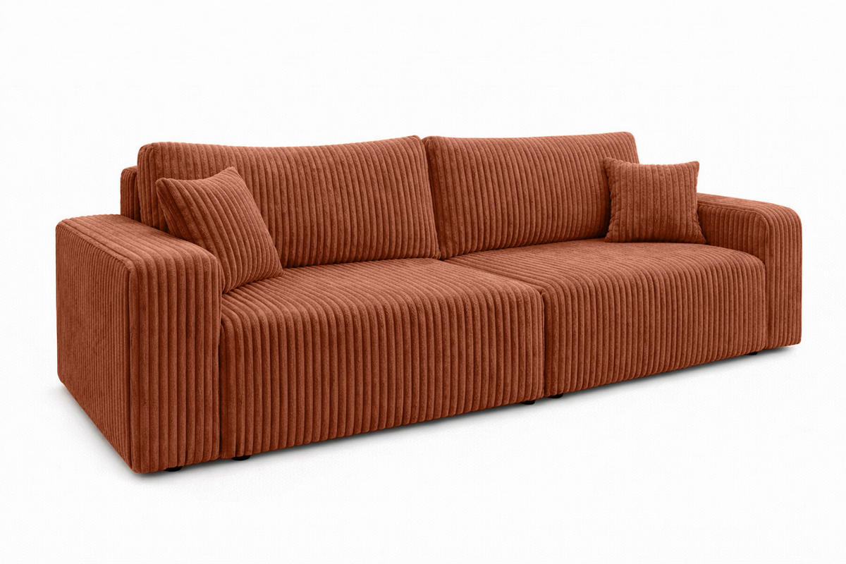 SOFA Mit Schlaffunktion Und Bettkasten, Cordstoff Tilia, Kupfer, BEST SCORNER - Orange, Holz (245/83/90cm) - Kaiser Möbel
