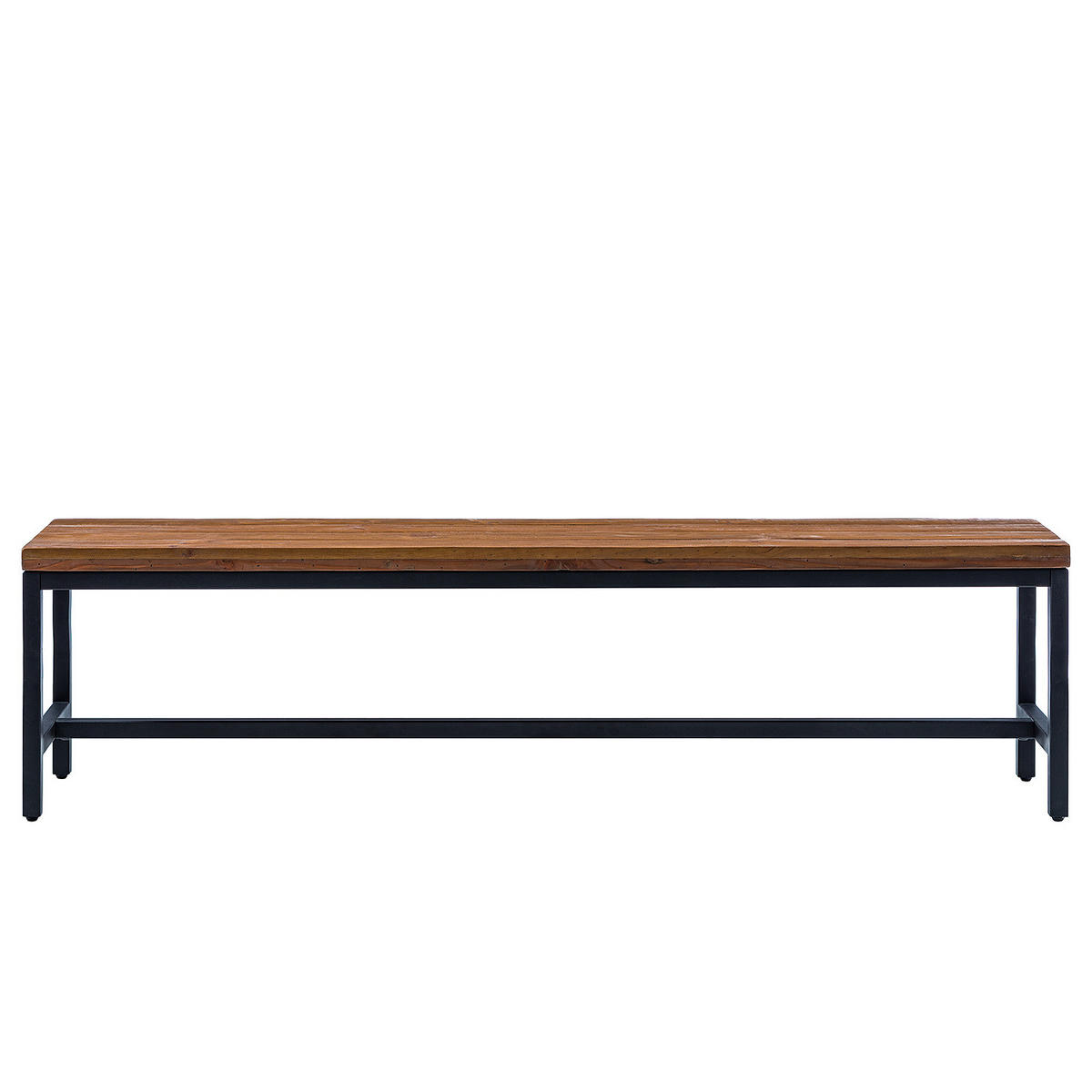 SITZBANK - Pinie massiv / Metall - Schwarz/Pinienfarben, Holz (170/45/37cm) - home24