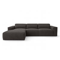 ECKSOFA L Form Ruyam Grau 310/165/78 cm – Schlaffunktion Links - Schwarz/Grau, Kunststoff/Textil (170/310cm) - AX Living