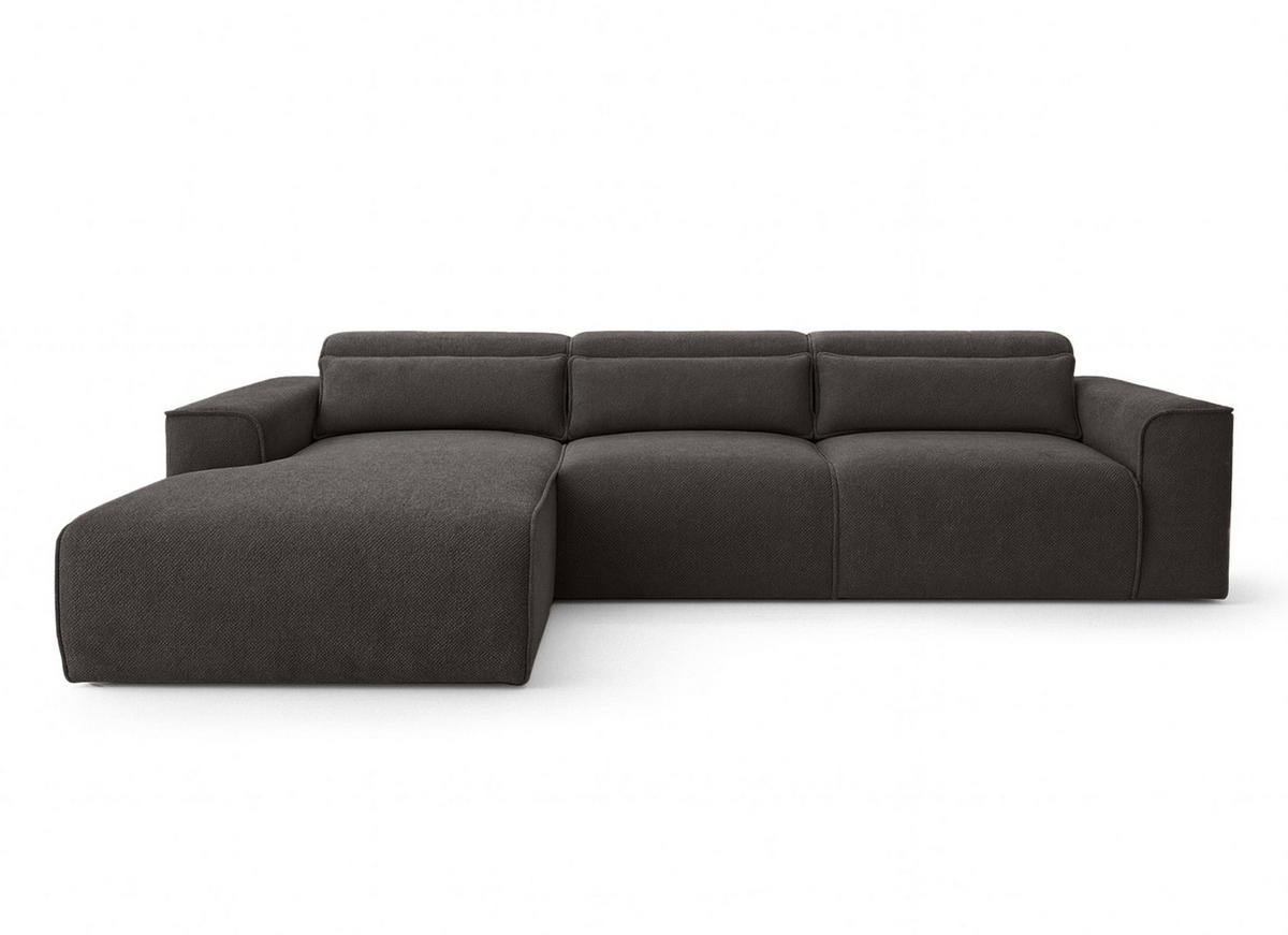 ECKSOFA L Form Ruyam Grau 310/165/78 cm – Schlaffunktion Links - Schwarz/Grau, Kunststoff/Textil (170/310cm) - AX Living