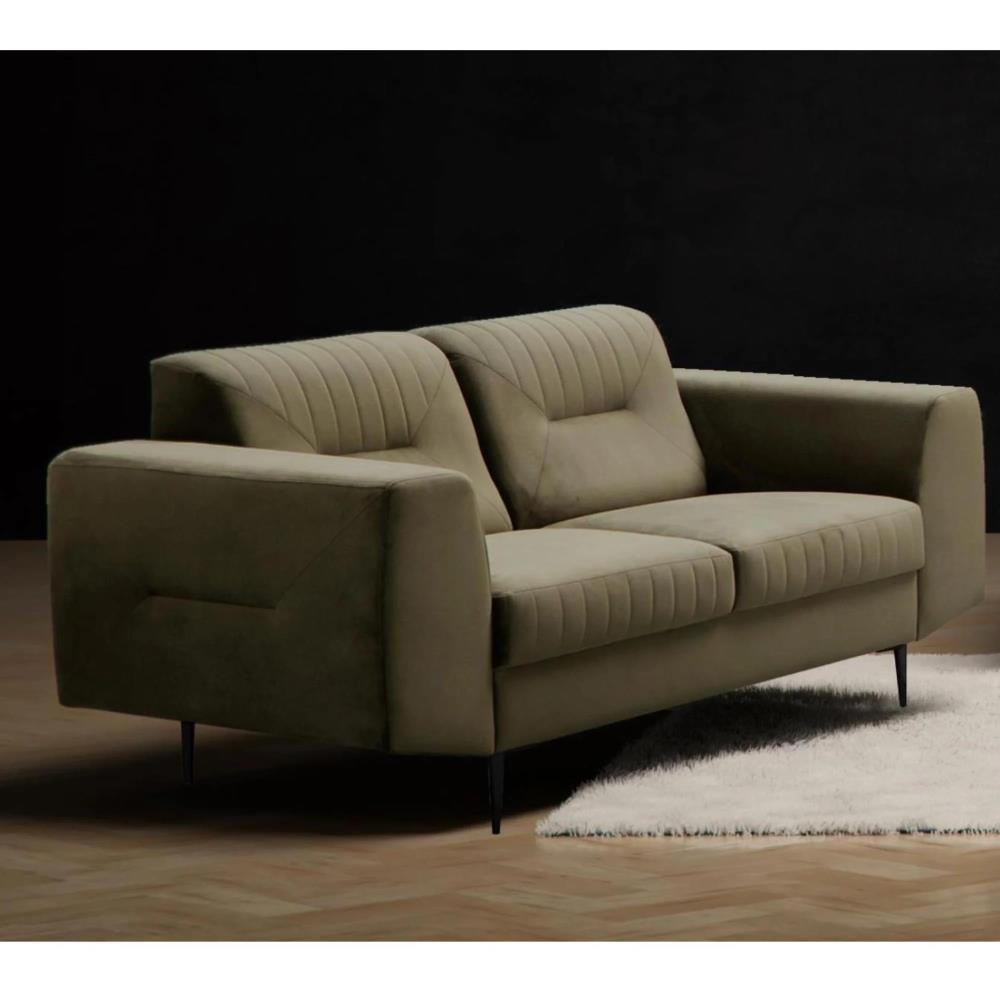 2-SITZER SOFA Venezia olivgrün mit schwarzen Beinen - Schwarz/Olivgrün, Textil (172/85/94cm) - Beautysofa