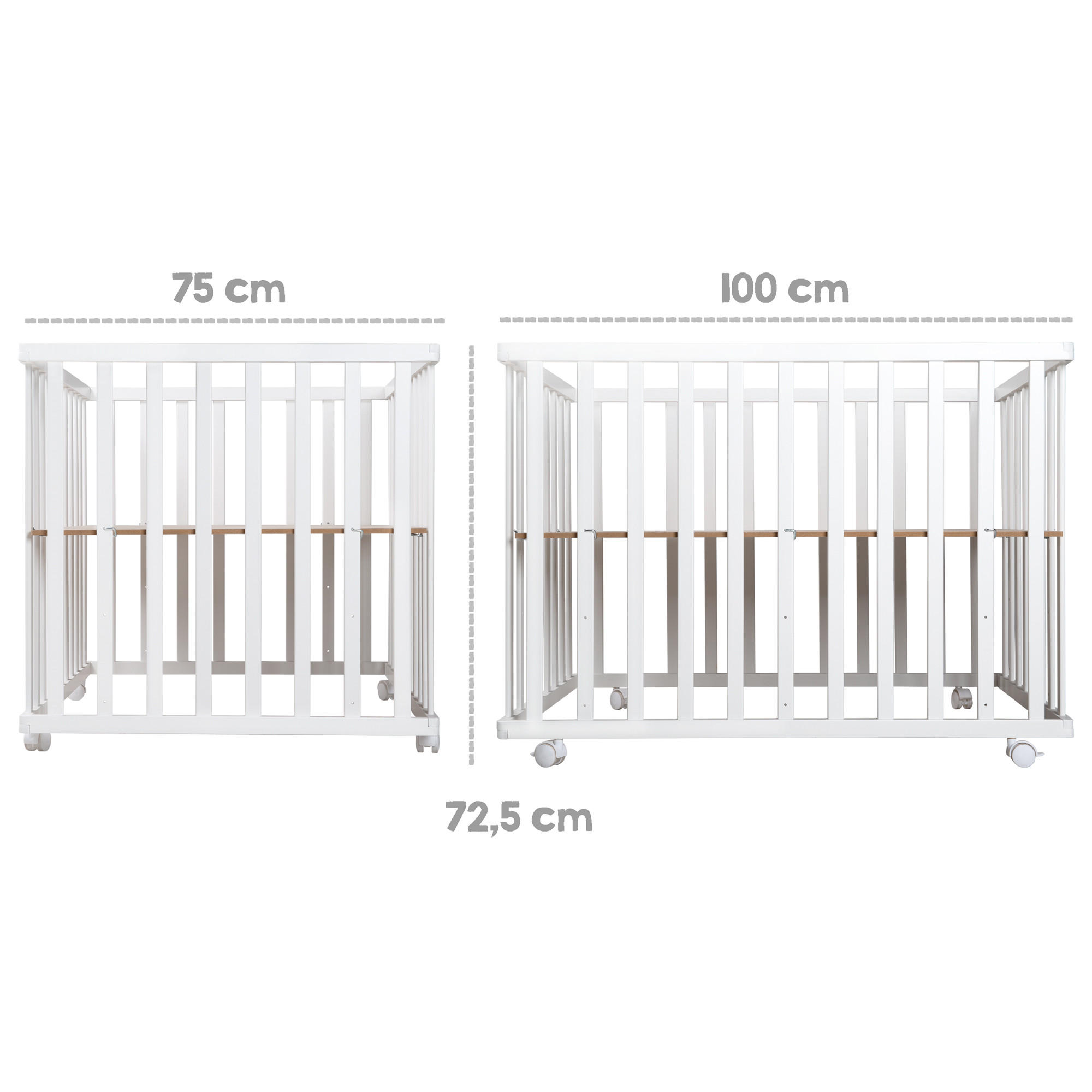 LAUFGITTER 100x75, Jumbo twins grau - Naturfarben, Holzwerkstoff (73/72/98.5cm) - Roba