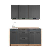 SAMOSTATNÁ KUCHYŇA Fame-Line, Tmavo-sivá/Dub Goldkraft, 150 cm, AP Oak - dub medový/tmavosivá, kompozitné drevo (150/82/60cm) - Vicco