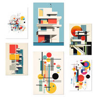 POSTER Set Mit 6 Bauhaus Dekonstruierte Architektur A3 & A4 Rahmenlos - Klar, Papier (29/3cm) - Nacnic