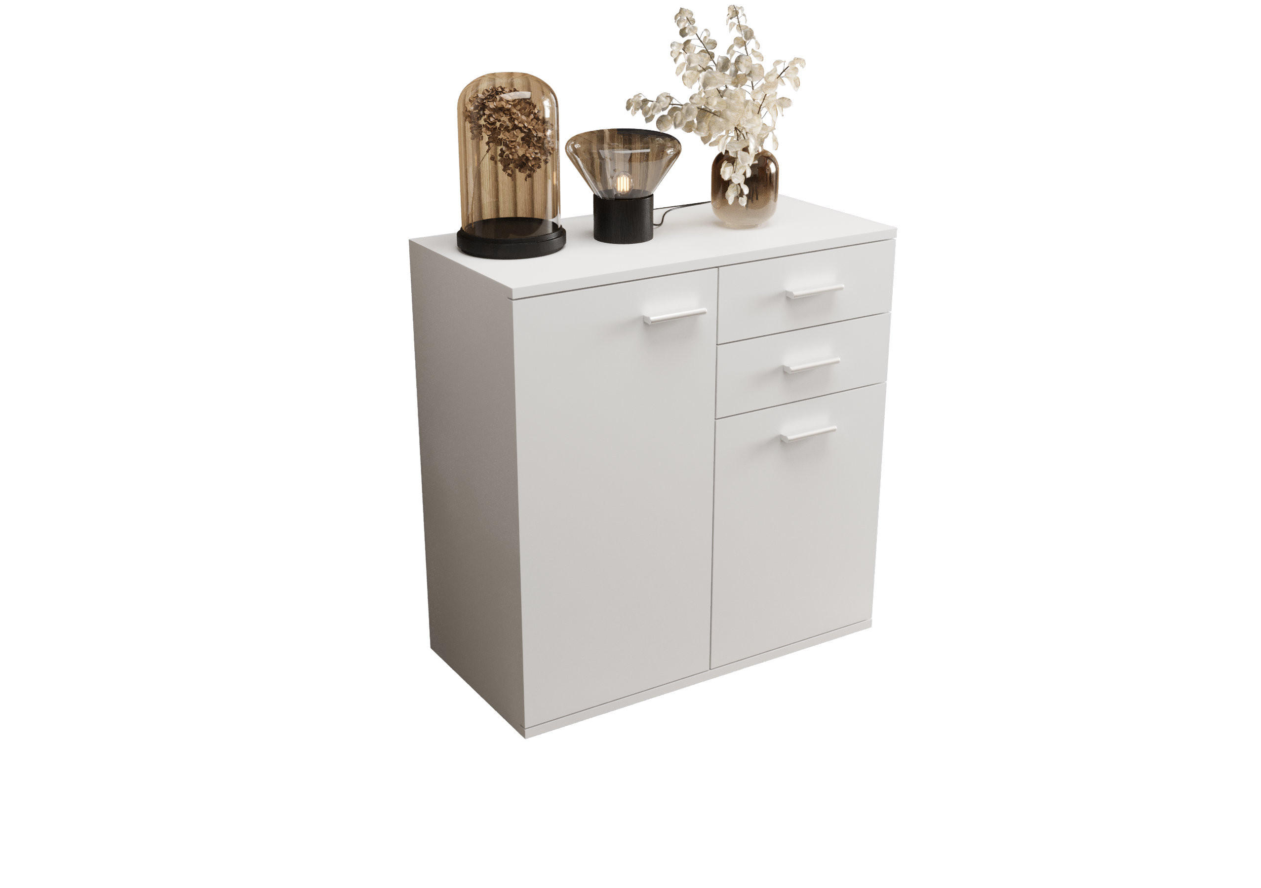 KOMMODE London LMK 2D2S mit 2 Türen, Sideboard in Farbe: Weiß, Größe: 71 x 75 x 35 cm - Weiß, Holzwerkstoff (71/75/35cm) - O-Sofa
