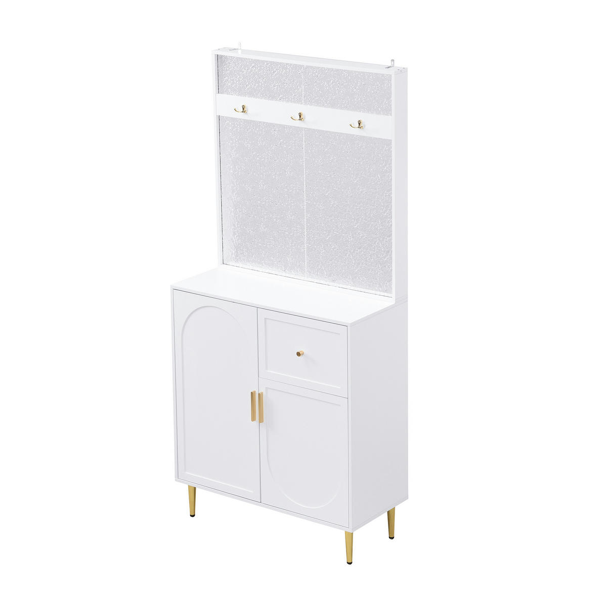 GARDEROBE 80x175x35 cm Set Spiegel Schuhschrank - Weiß, Holz (80/175.5/35cm) - LEBENLANG