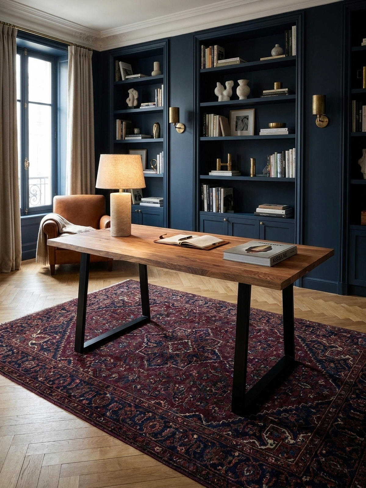SCHREIBTISCH Massivholz Baumkante Handgefertigt Akazie TARN, Goldbraun-Schwarz 180x90x76 cm - Schwarz/Braun, Holz/Metall (90/180/76cm) - KADIMA DESIGN
