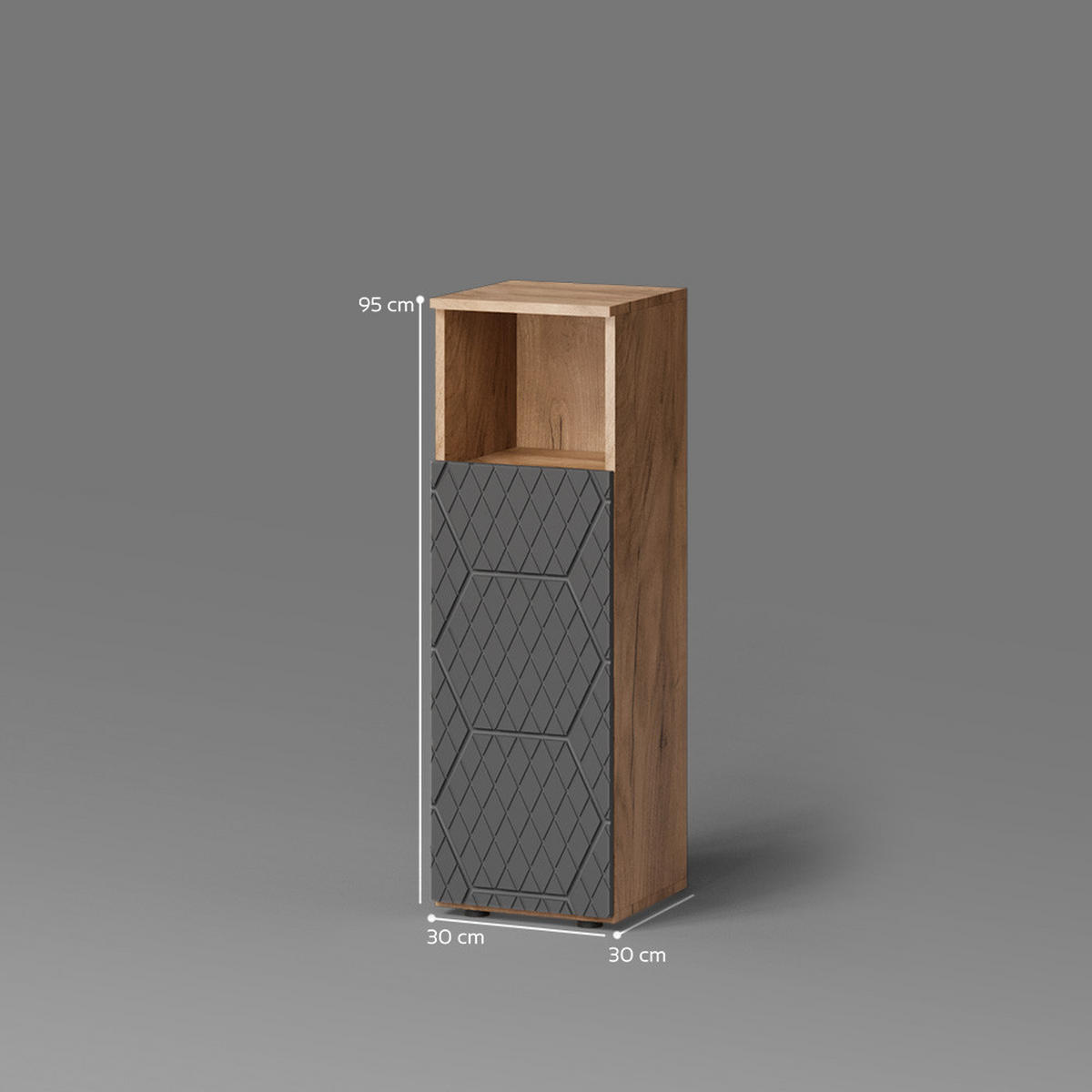 MIDISCHRANK Ronco Anthrazit gestreift 30 x 95 cm - Eichefarben/Anthrazit, Holzwerkstoff (30/95/30cm) - Livinity®