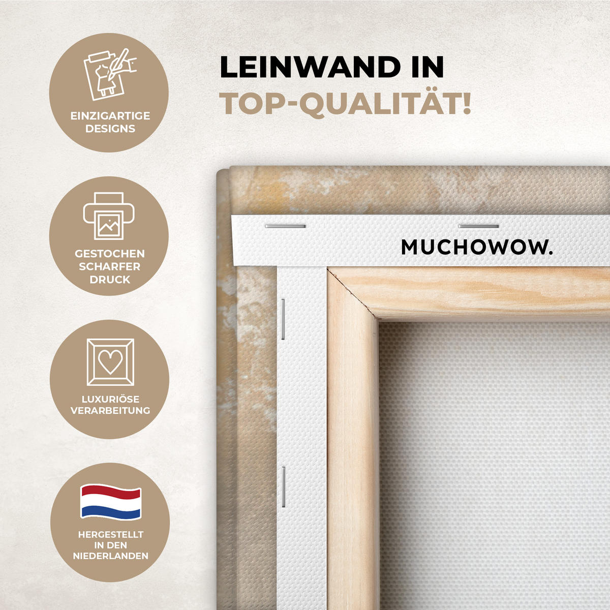 LEINWANDBILD Weihnachten - Kugeln - Beige - Gold Deko Groß 90x90 cm - Goldfarben, Textil (90/90cm) - MuchoWow