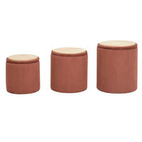 POUF Kord Terracotta 3er Set - Rot, Textil (37/42/37cm) - Nordlys