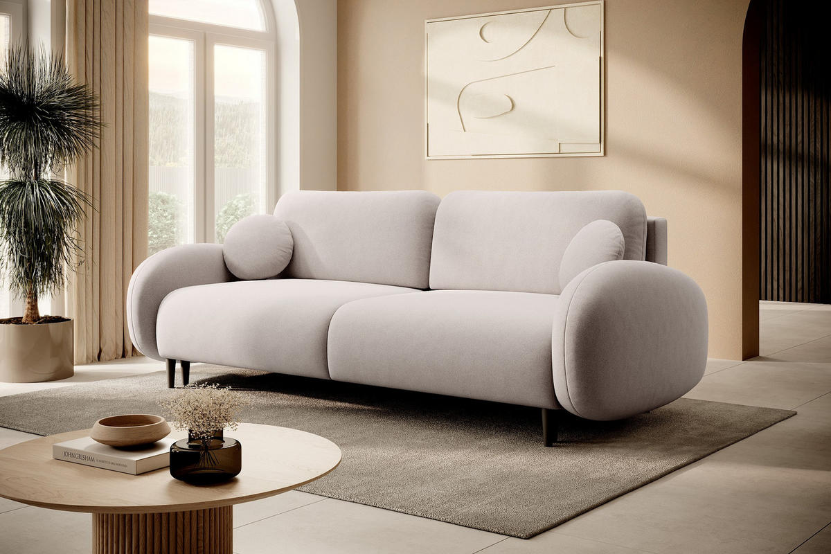SOFA Zimny Beż SOFTI Schlaffunktion - Ecru, Textil (232/95/109cm) - Sepro Meble