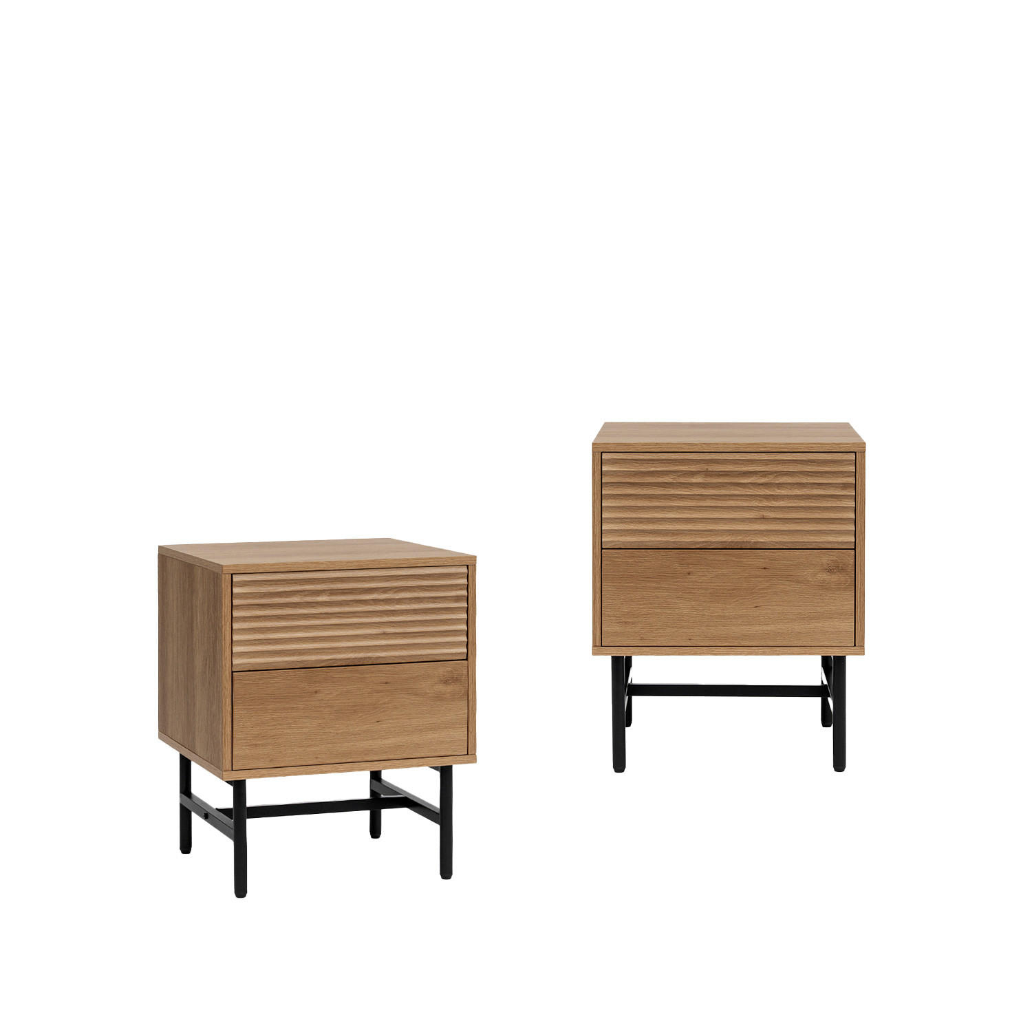 NACHTTISCH 2 SCHUBLADEN Land Natürlich 44 cm x 55 cm 2er-Set - Naturfarben, Holzwerkstoff (44/55/40cm) - Klast Home