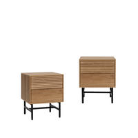 NACHTTISCH 2 SCHUBLADEN Land Natürlich 44 cm x 55 cm 2er-Set - Naturfarben, Holzwerkstoff (44/55/40cm) - Klast Home