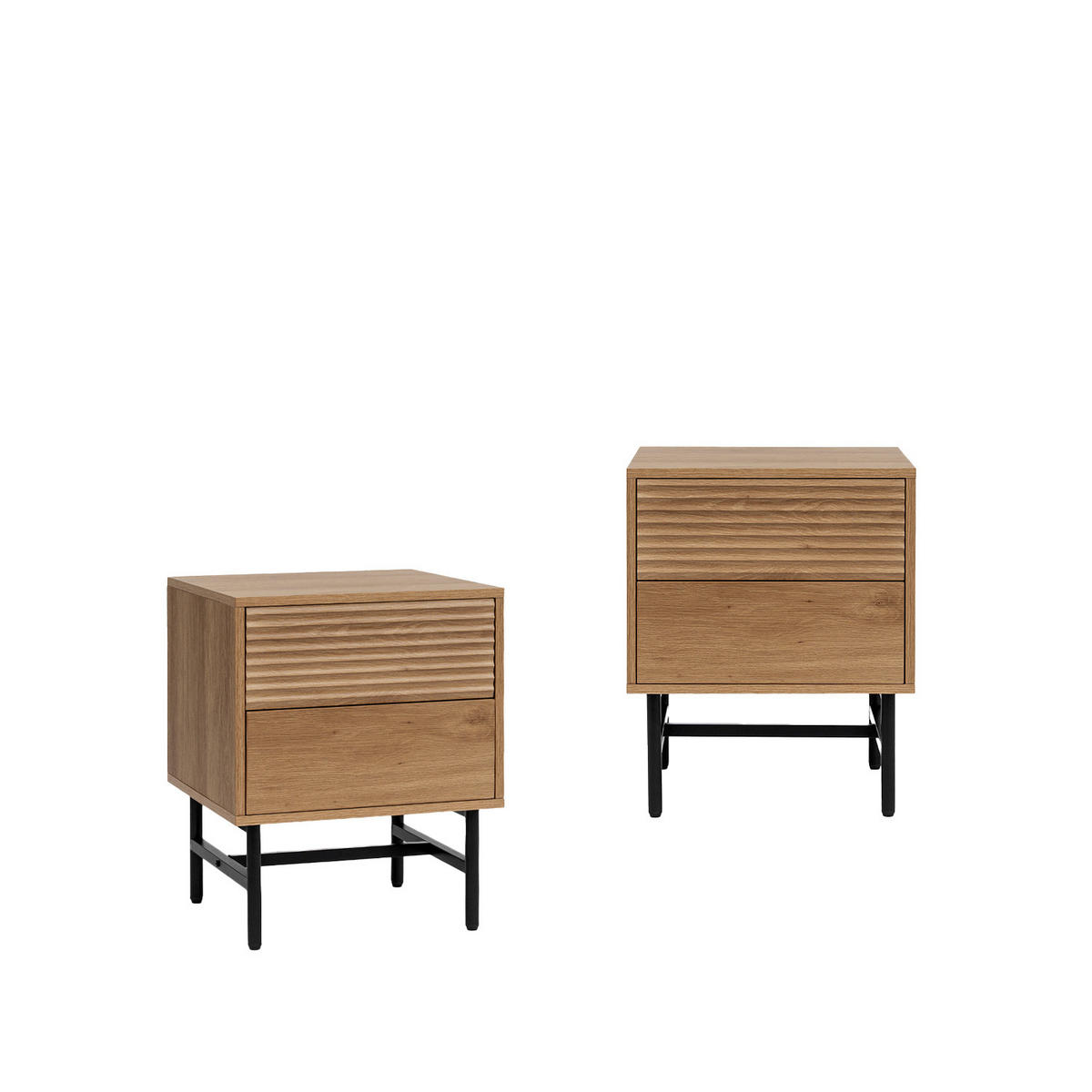 NACHTTISCH 2 SCHUBLADEN Land Natürlich 44 cm x 55 cm 2er-Set - Naturfarben, Holzwerkstoff (44/55/40cm) - Klast Home