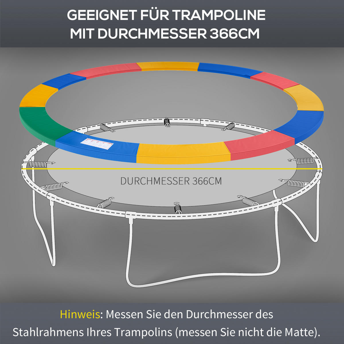 RANDABDECKUNG, PVC, Rot, Ø366 cm - Blau/Gelb, Kunststoff (366/366cm) - HOMCOM