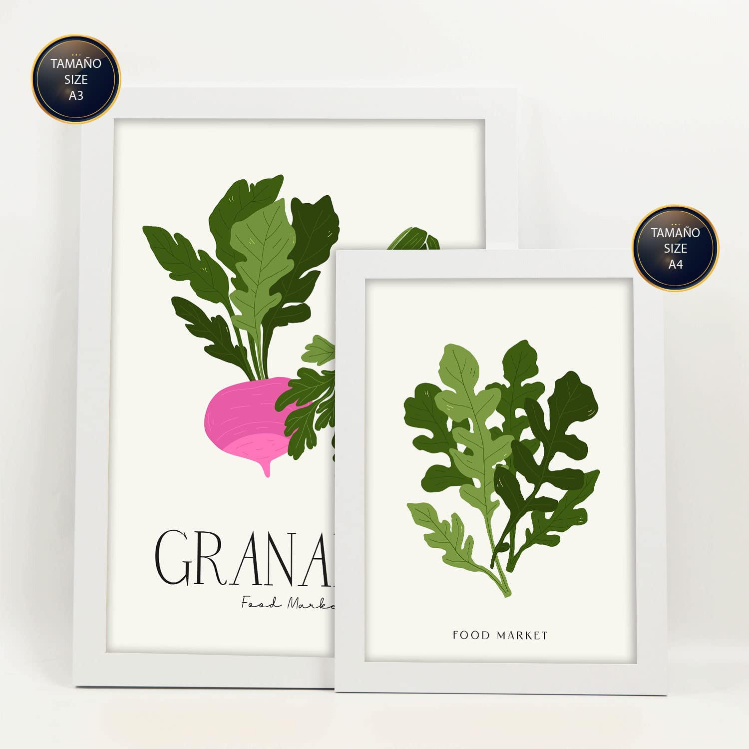POSTER Set Mit 6 Lebensmittel Und Ernährungs Grünes Gemüse Natur Und Botanikdrucke Für Innenarchitektur A3 & A4 Weißer Rahmen - Weiß, Papier (29/3cm) - Nacnic