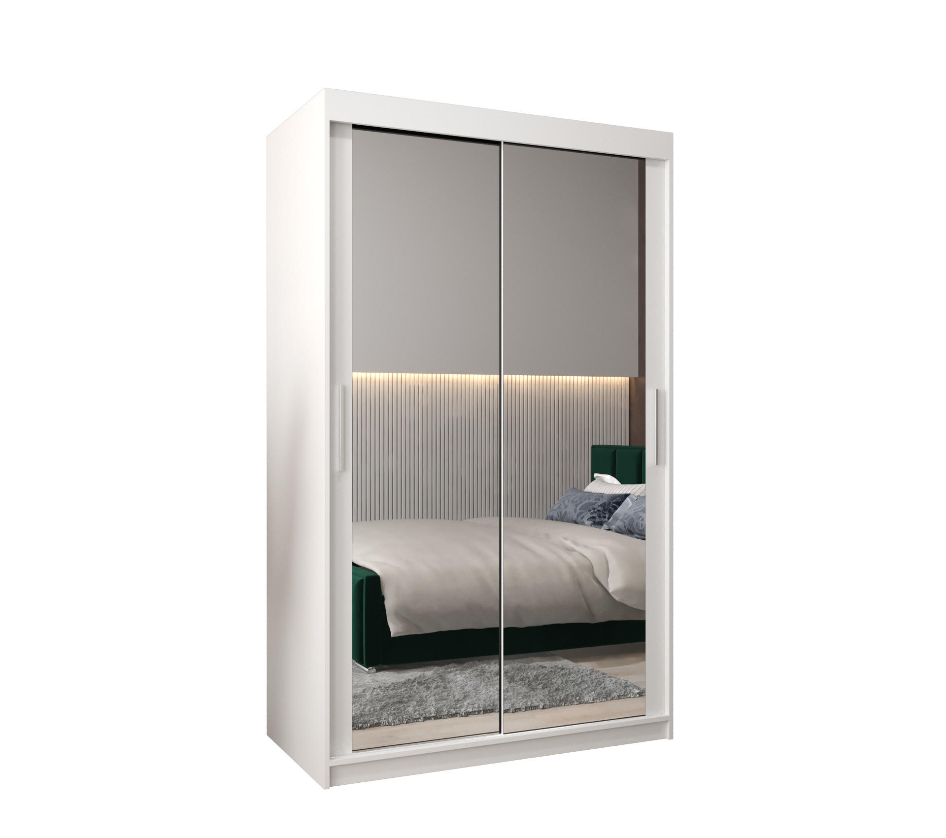Möbel Kryspol Schwebetürenschrank Weiß 120x200x62 cm