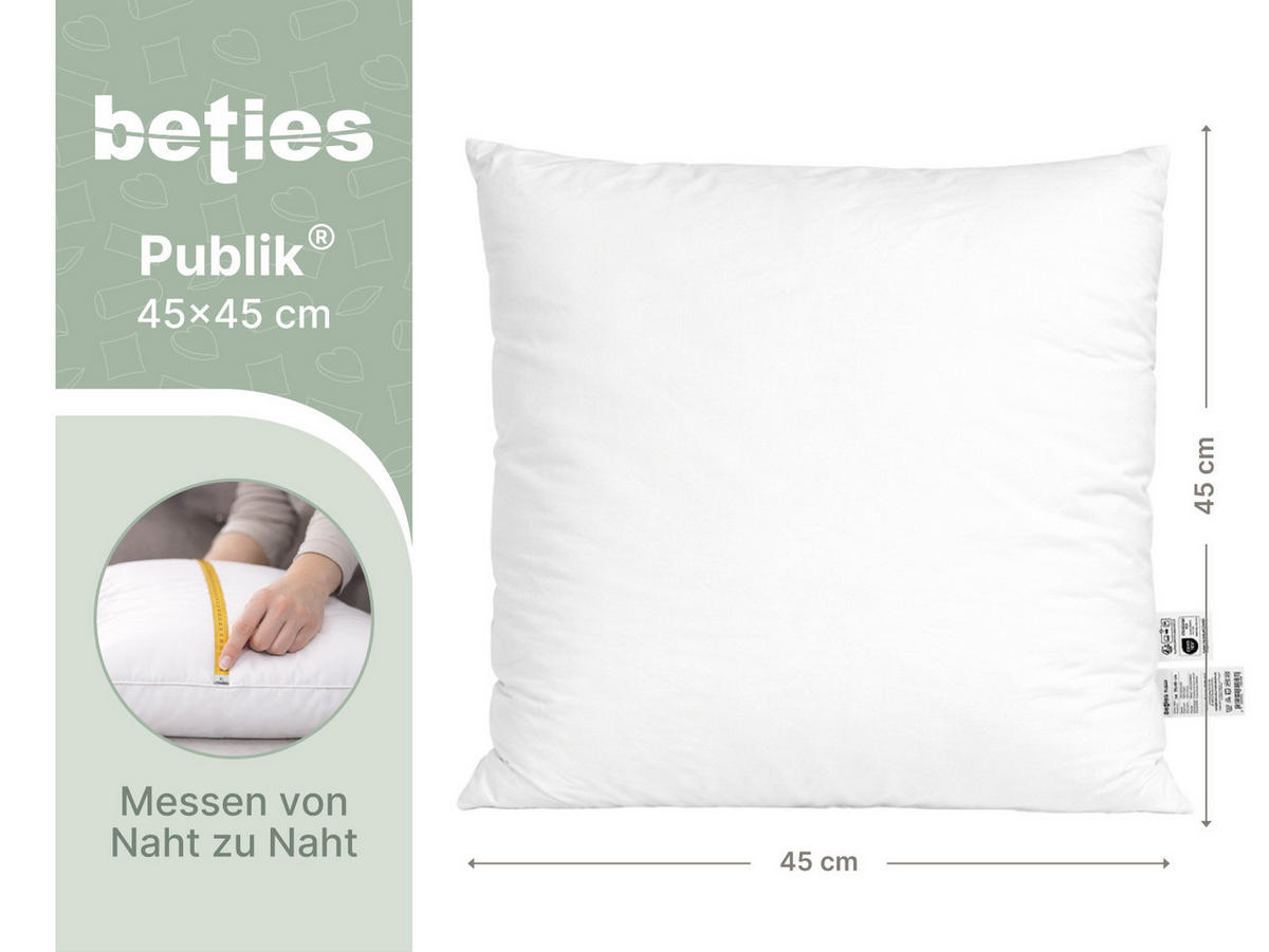 FEDERKISSEN Publik 45/45 cm - Creme, Textil (45/45cm) - beties Heimtextil