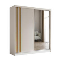 ŠATNÍ SKŘÍŇ S POSUVNÝMI DVEŘMI NELVIA, 200/216/61 cm 2dveřová se zrcadlem, bílá - bílá, kompozitní dřevo (200/216/61cm) - MASSENO
