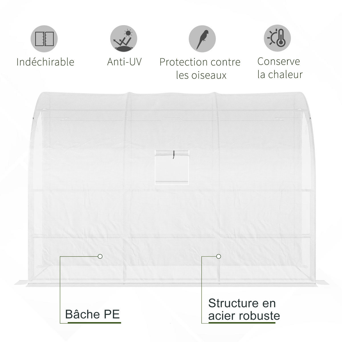 ANLEHNGEWÄCHSHAUS DE-12069 mit 3 Etagen & PE-Bache Weiß - Weiß, Kunststoff (150/213/300cm) - ComfortXL