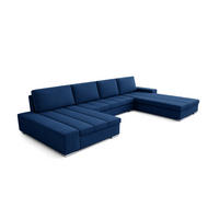 WOHNLANDSCHAFT VERONA U-Form mit Schlaffunktion, Bettkasten und Wellenfederung – Großzügiges Ecksofa 387 cm - Blau, Kunststoff (387/85/213cm) - Wohnideebilder