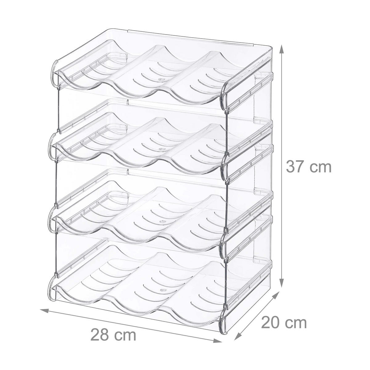 FLASCHENREGAL Transparent stapelbar Kunststoff PET 12 Flaschen - Transparent, Kunststoff (28/37/20cm) - Relaxdays