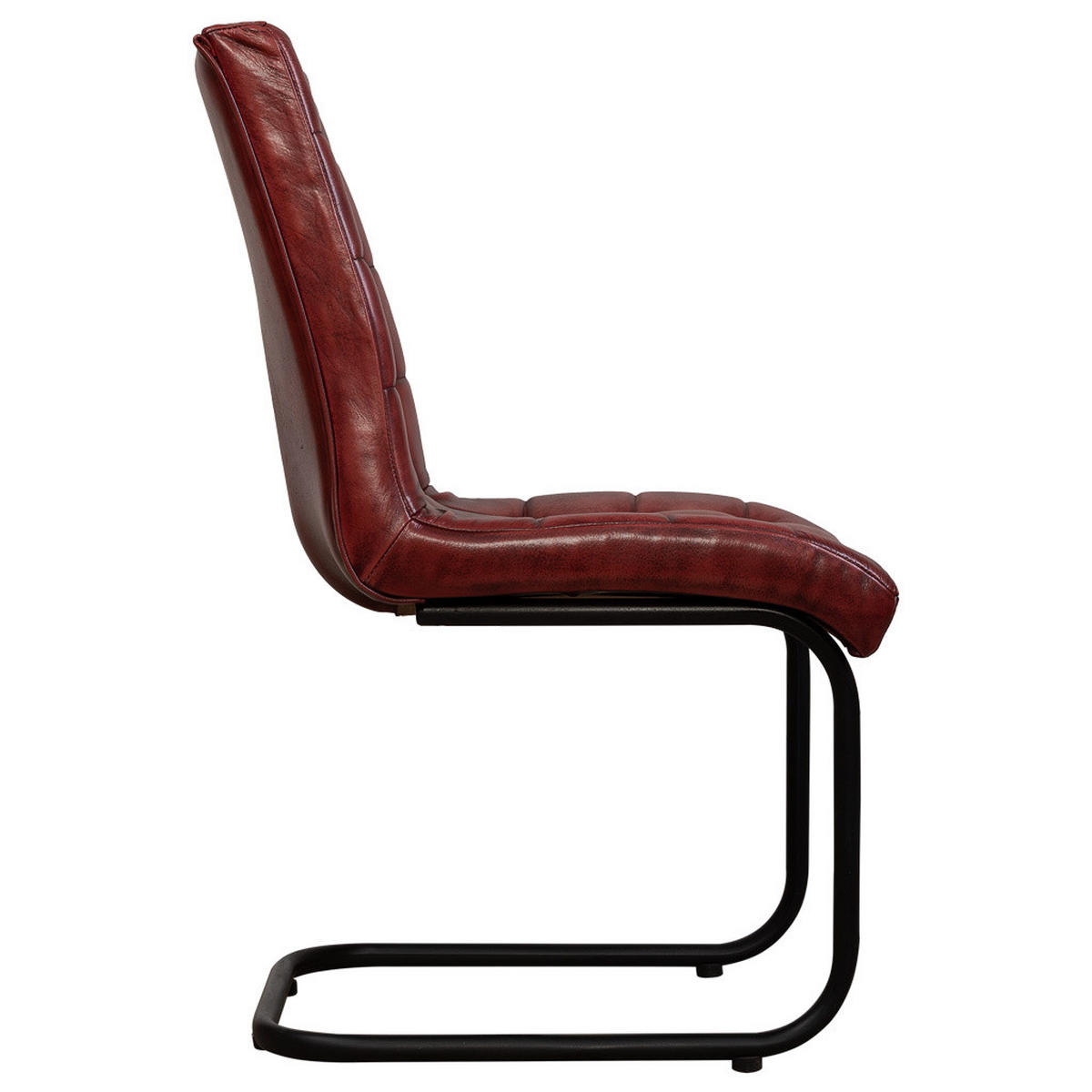 STUHL mit braunem Leder bezogen 41x50x94 cm - Rot, Metall (41/94/50cm) - Wanderlust