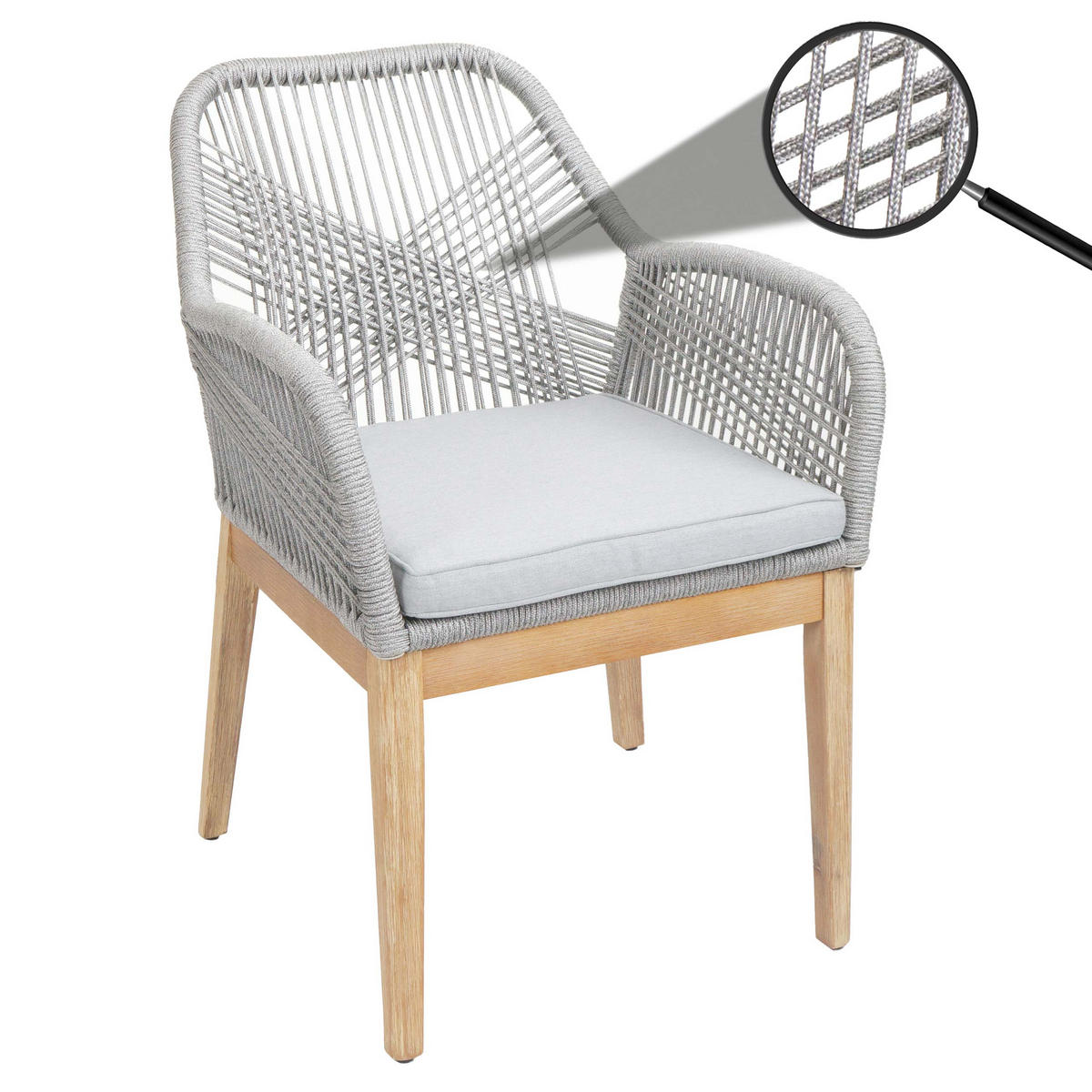 GARTENSTUHL H56B Hellgrau, Hellgrau - Hellgrau, Holz (58/85/59cm) - MCW