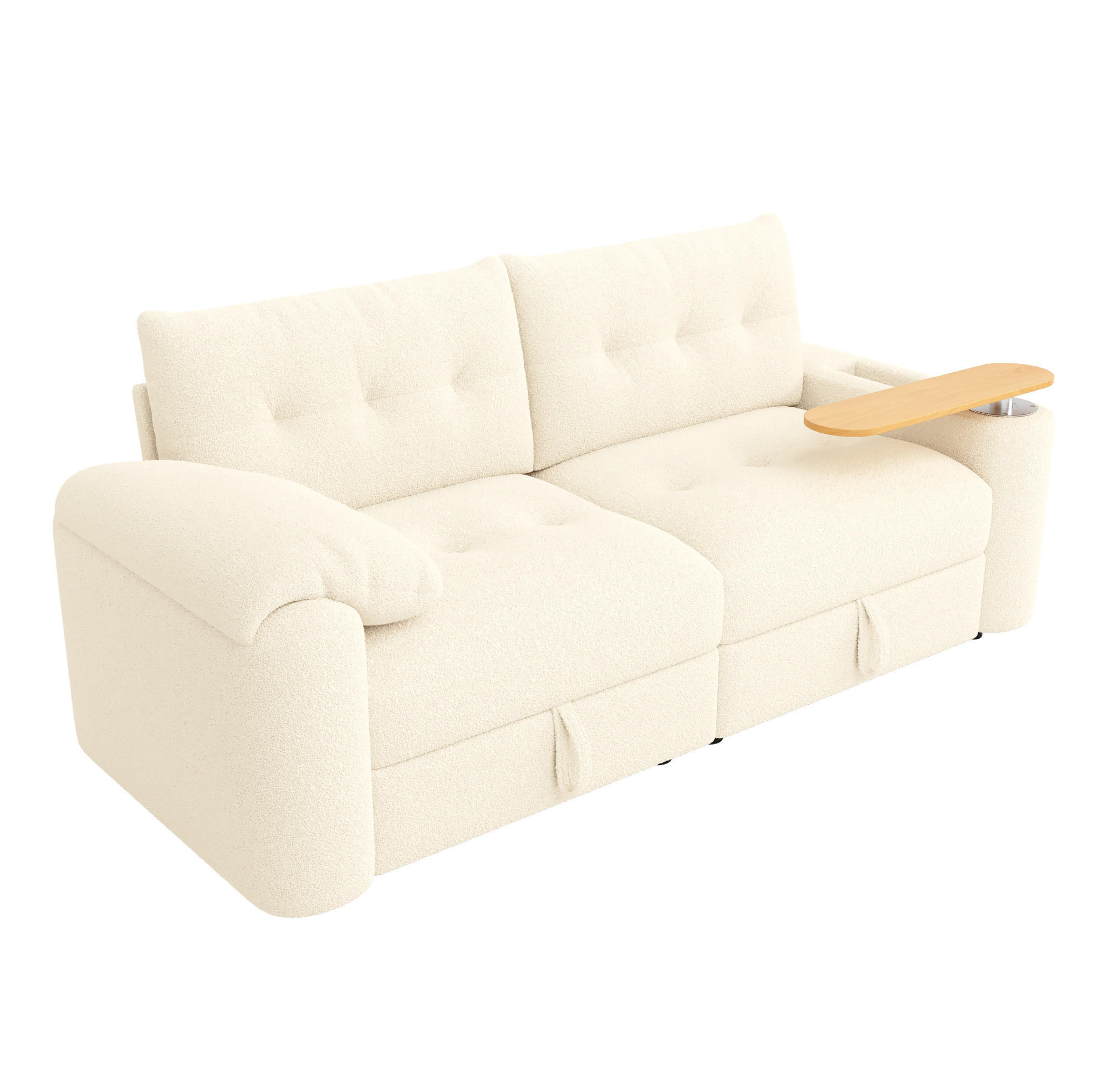 SOFA modular mit Stauraum 207,5 x 80 x 87 cm Teddy Beige - Beige, Kunststoff (207.5/87/80cm) - Meubliv