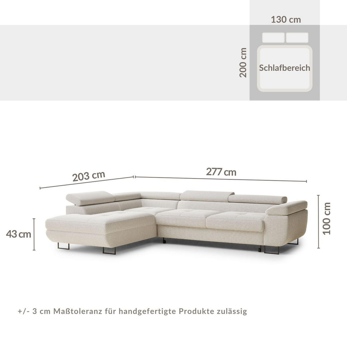 ECKSOFA Concord Korallenfarbe Webstoff - Links Seite - Koralle/Schwarz, Holz/Holzwerkstoff (203/277cm) - Maison de Reve