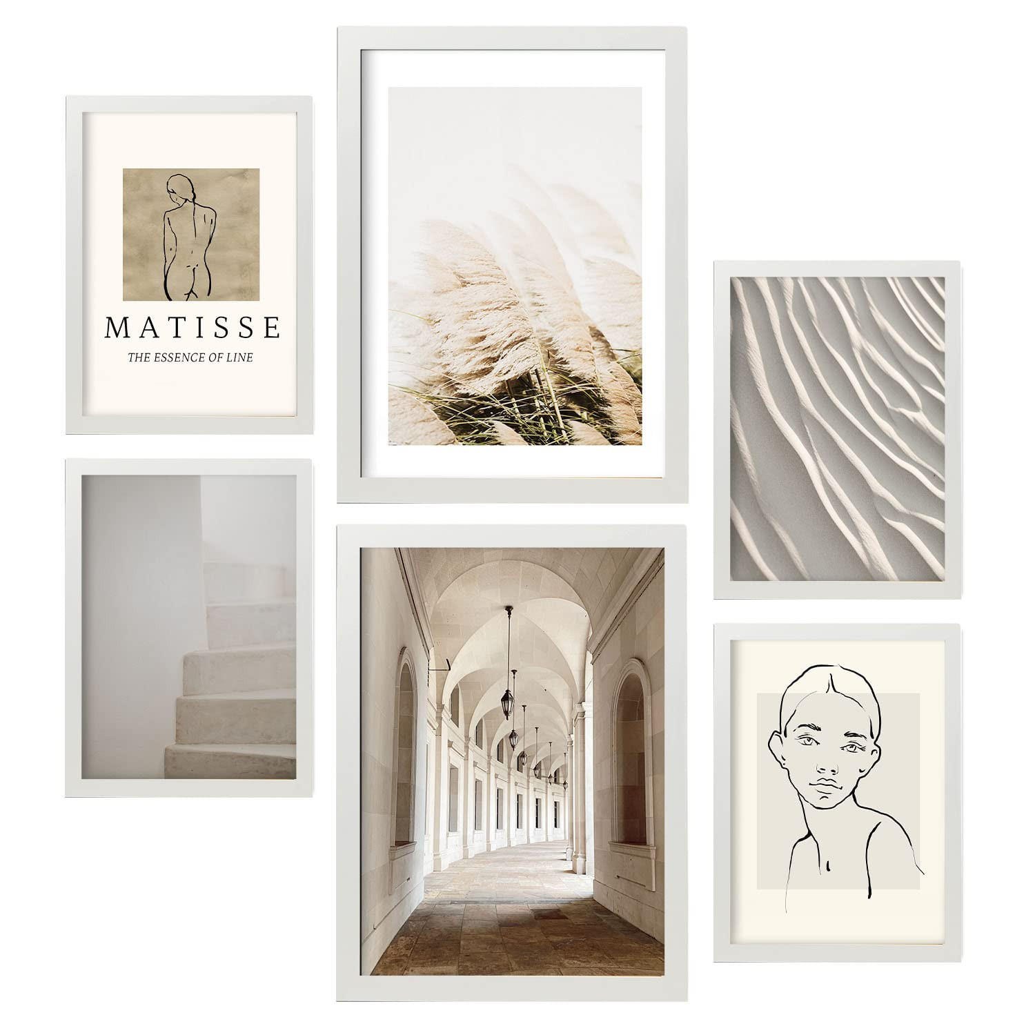 POSTER Set Mit 6 Matisse A3 & A4 Weißer Rahmen - Weiß, Papier (29/3cm) - Nacnic