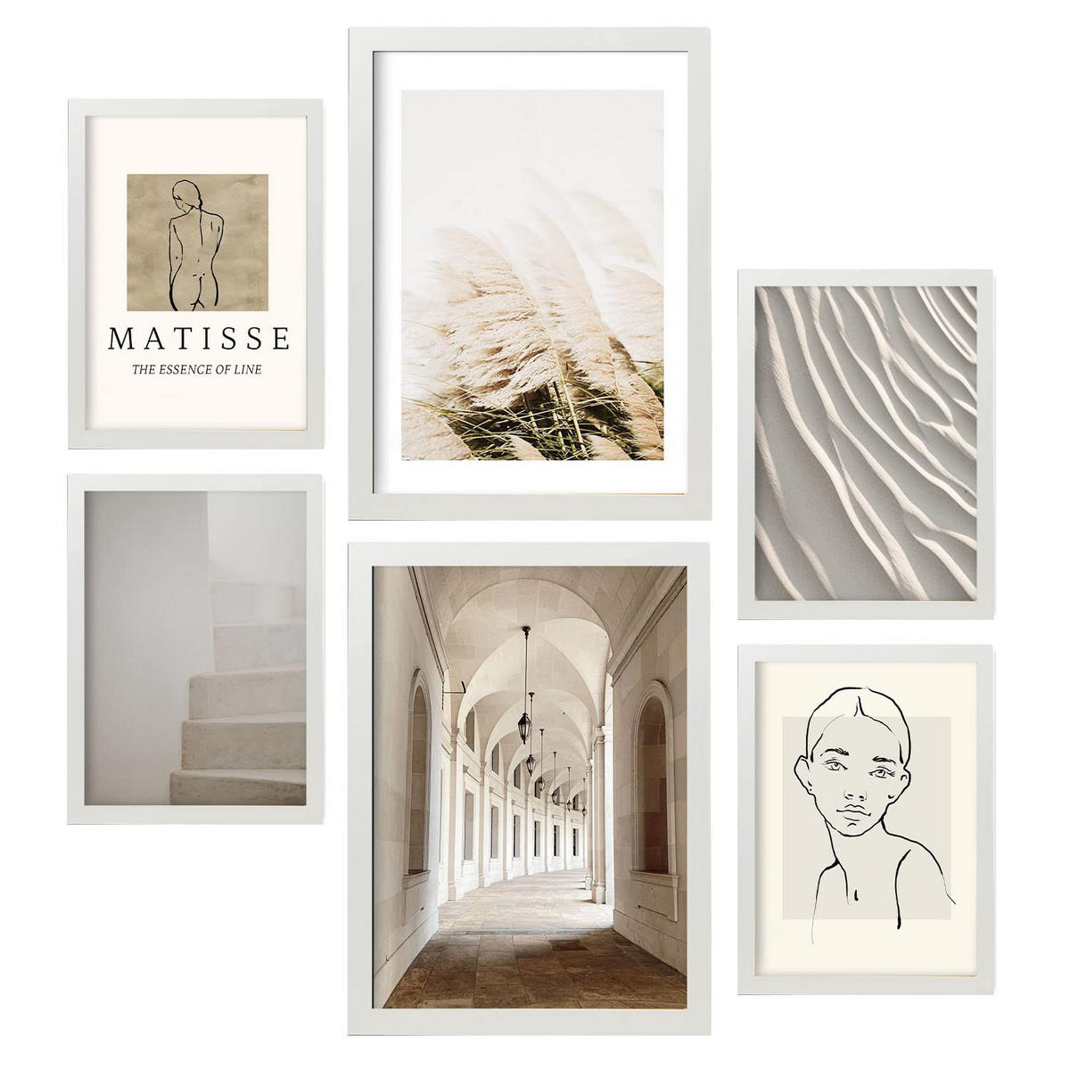 POSTER Set Mit 6 Matisse A3 & A4 Weißer Rahmen - Weiß, Papier (29/3cm) - Nacnic