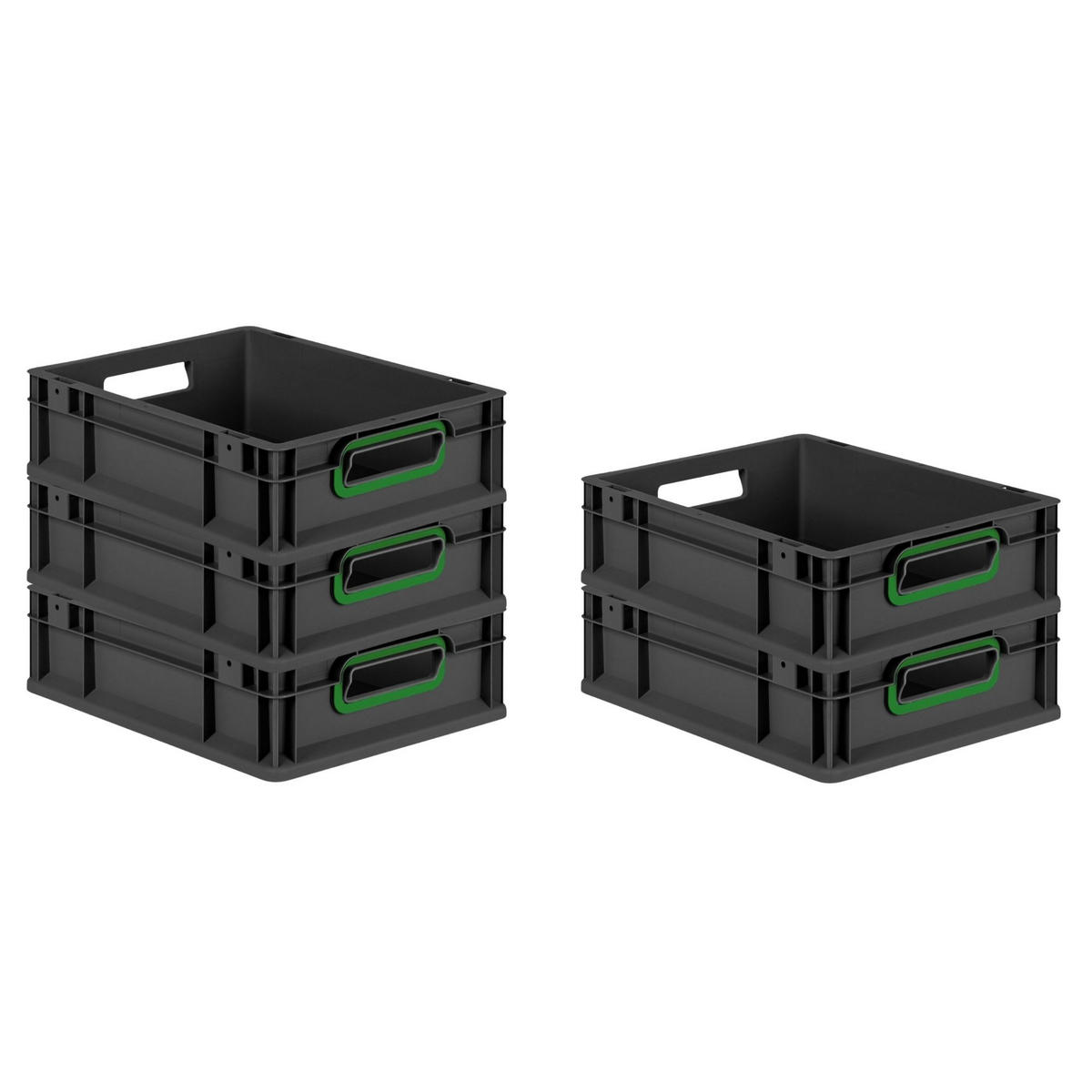 EUROBOX NextGen Color 12x30x40 cm 11 Liter Griffe grün offen, Schwarz - Schwarz/Grün, Kunststoff (30/12/40cm) - PROREGAL