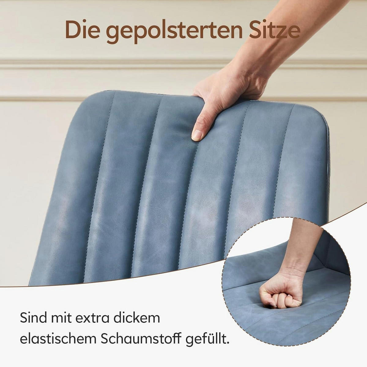ESSZIMMERSTÜHLE Kunstleder Blau 4er Set - Blau, Kunststoff (53/85/42cm)